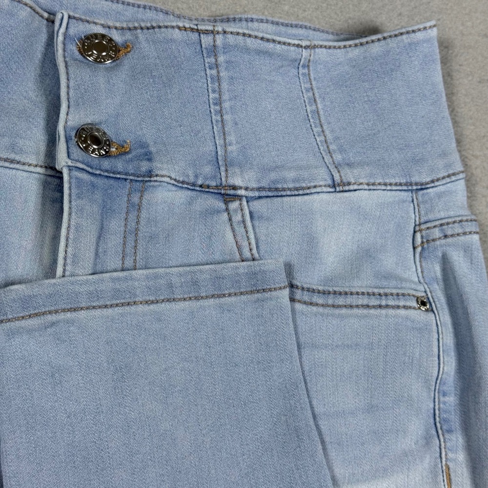 Guess Jeans Womens Light Wash High Waisted Skinny Denim Blue Pants Double Button